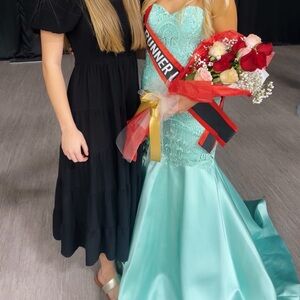 Elegant Aqua Women’s Formal Prom Dance Dress